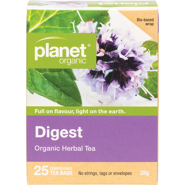 Planet Organic herbal tea bags for digestive health