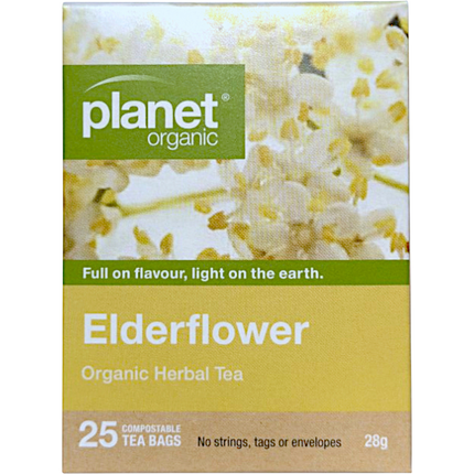 Planet Organic herbal tea bags with elderflower flavor