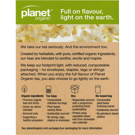 Planet Organic herbal tea bags with elderflower flavor