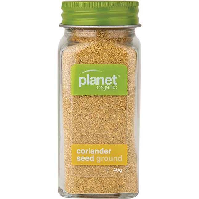 Organic coriander seed ground in a brown pouch