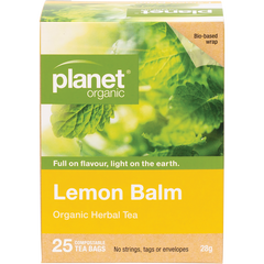 Planet Organic herbal tea bags with lemon balm flavor