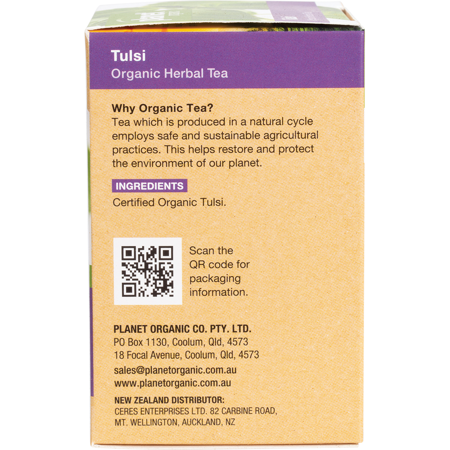 Planet Organic herbal tea bags with tulsi flavor