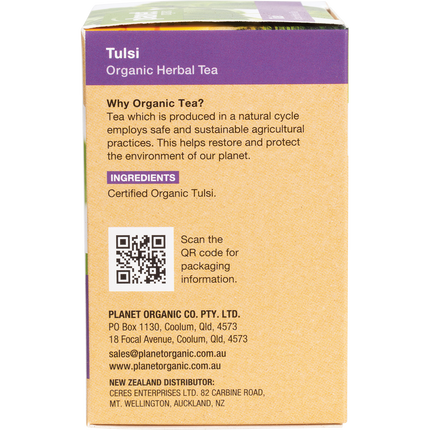 Planet Organic herbal tea bags with tulsi flavor