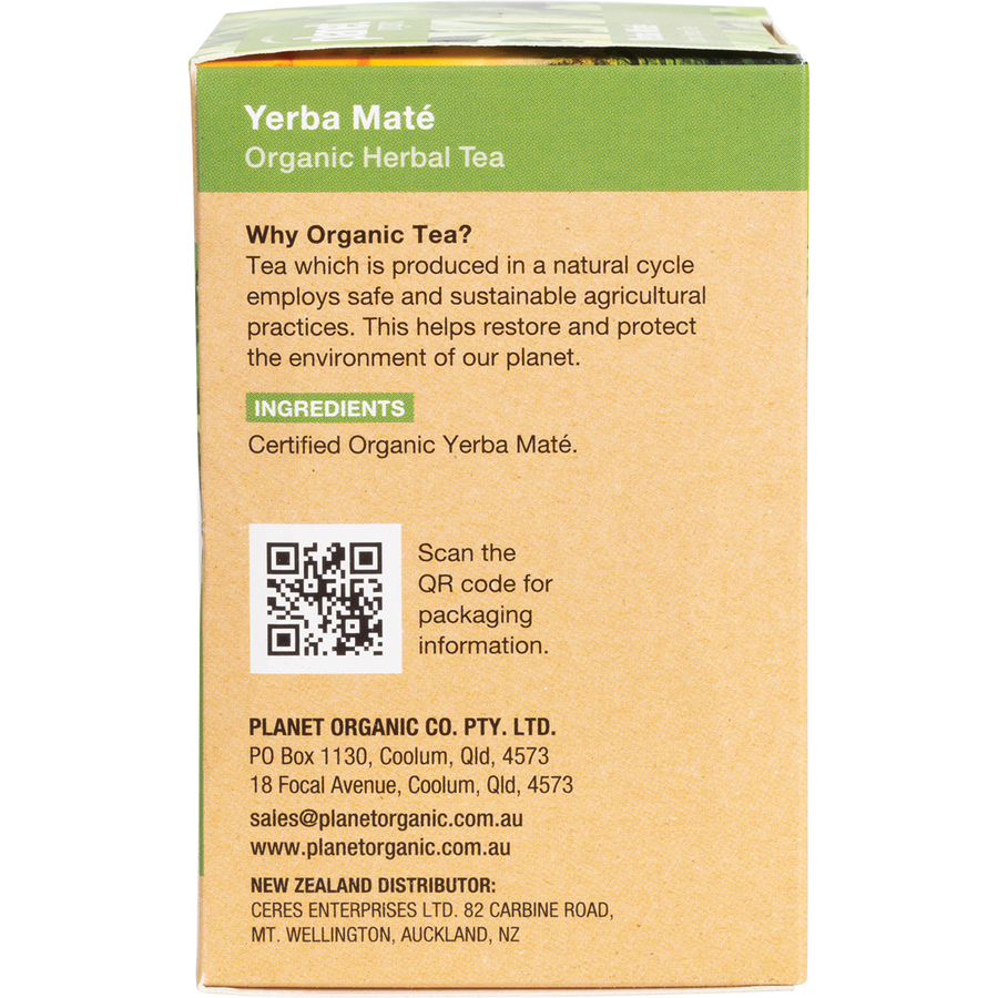 Yerba maté tea bags with organic natural energy boost