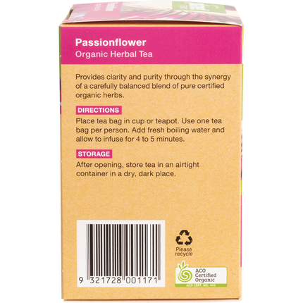 Planet Organic Herbal Tea Passionflower tea bags in packaging