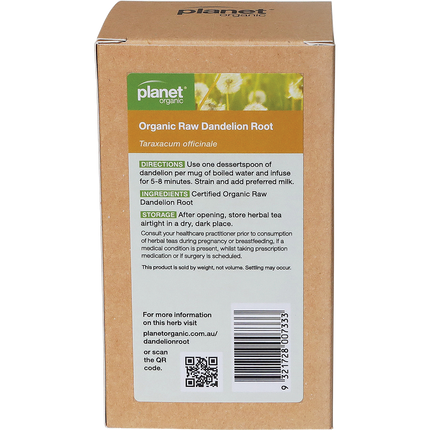 Dandelion root herbal tea in kraft packaging