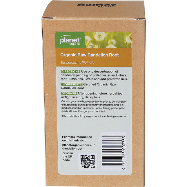Dandelion root herbal tea in kraft packaging