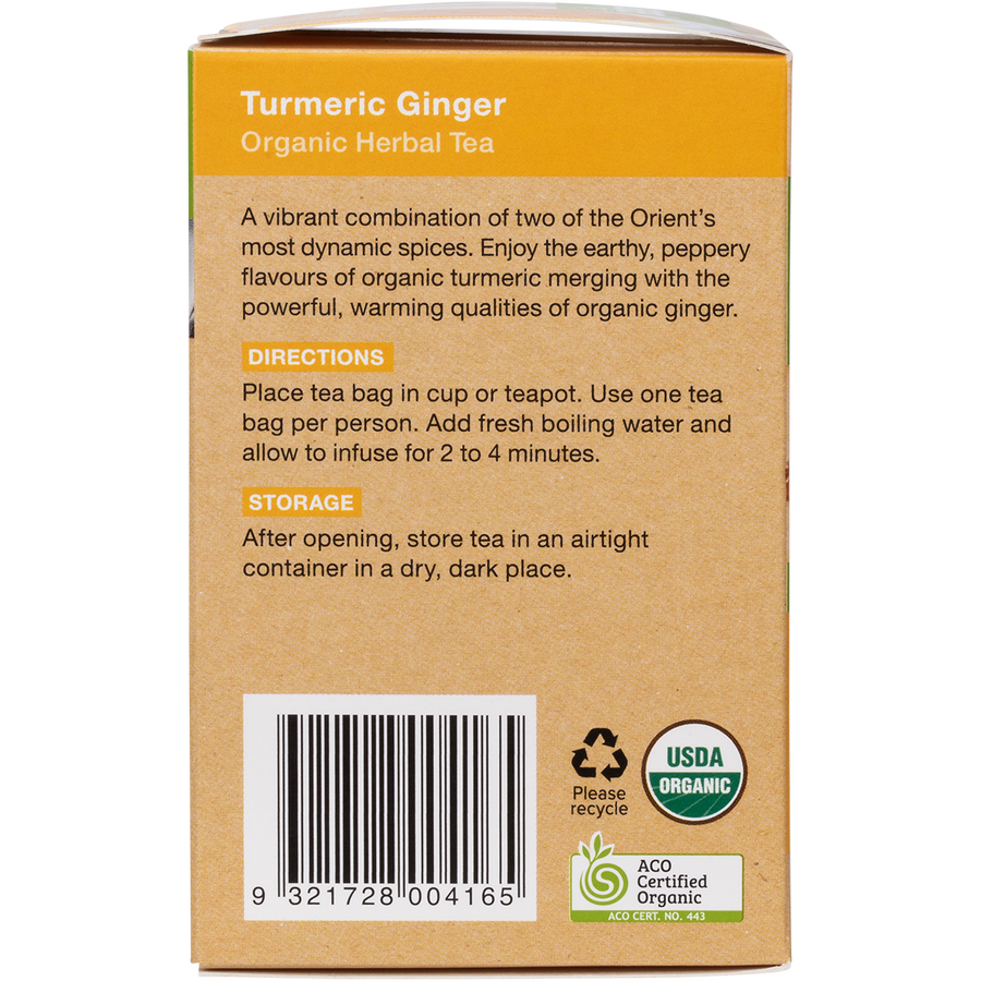 Turmeric ginger herbal tea in eco-friendly packaging