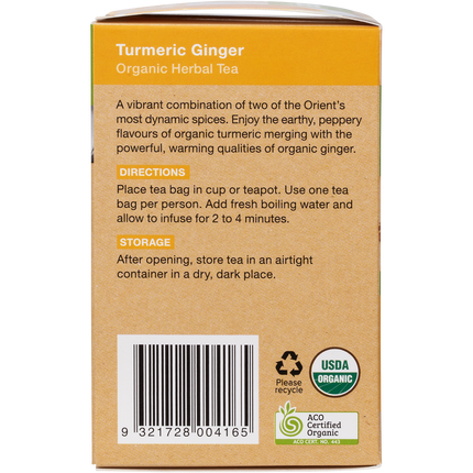 Turmeric ginger herbal tea in eco-friendly packaging