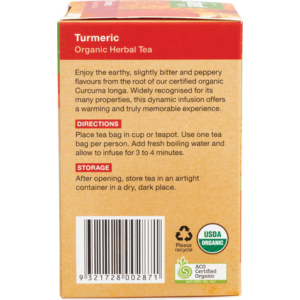Turmeric herbal tea bags in eco-friendly packaging