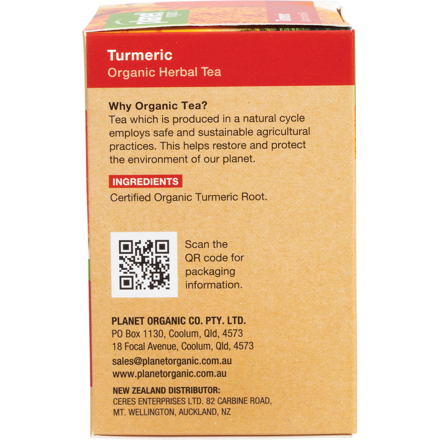 Turmeric herbal tea packaging with vibrant design