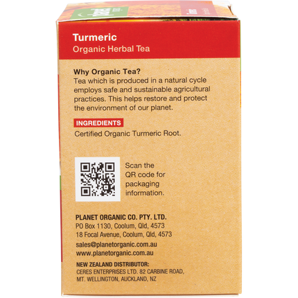 Turmeric herbal tea packaging with vibrant design