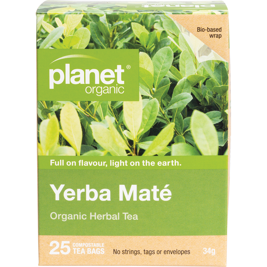 Planet Organic herbal tea bags for refreshing yerba maté