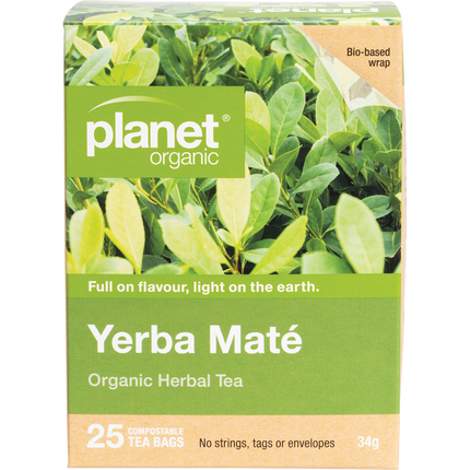 Planet Organic herbal tea bags for refreshing yerba maté