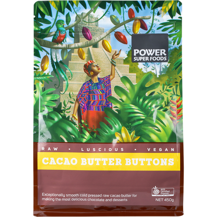 Power Super Foods Cacao Butter Buttons raw certified organic cacao butter