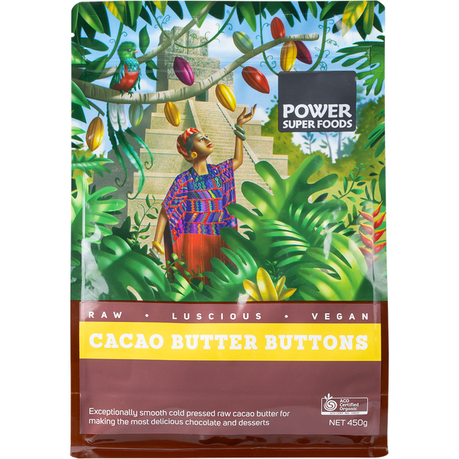Power Super Foods Cacao Butter Buttons raw certified organic cacao butter
