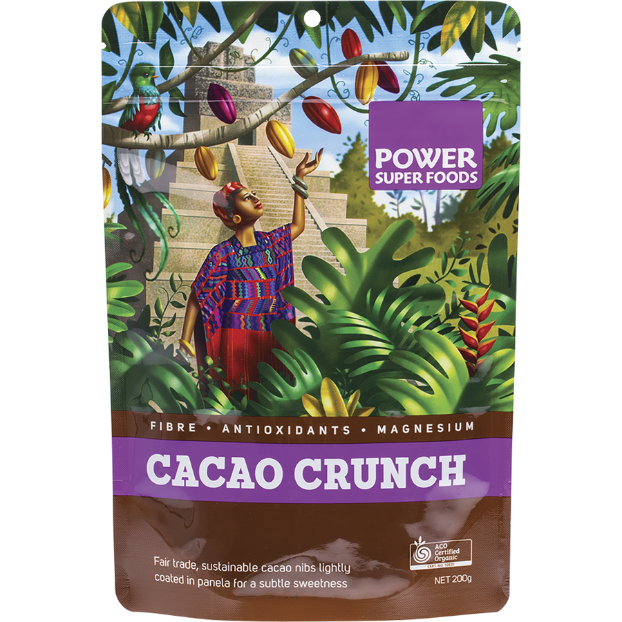 Power Super Foods Cacao Crunch Nibs raw certified organic cacao nibs
