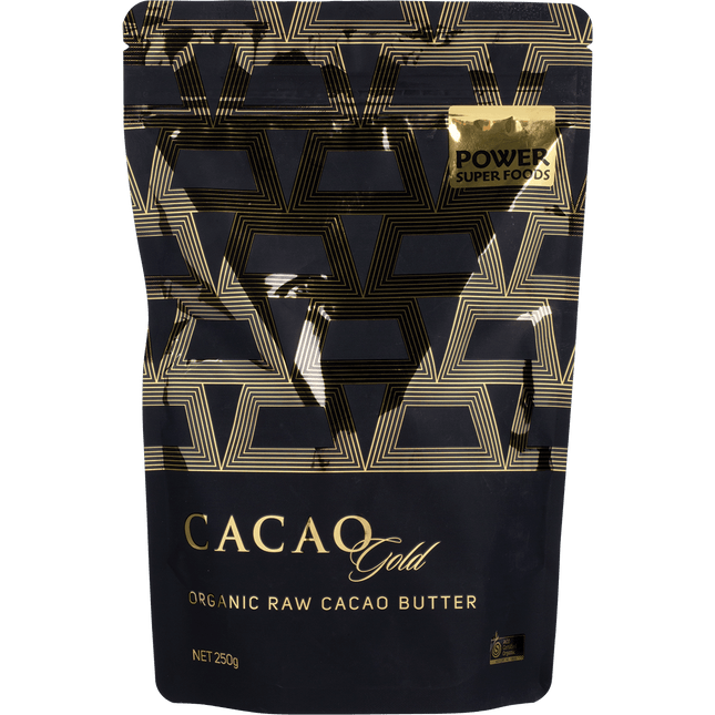 Power Super Foods Cacao Gold Butter Chunks raw certified organic cacao butter