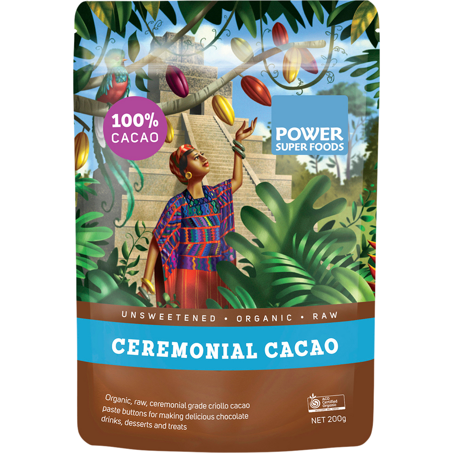 Power Super Foods Cacao Paste Buttons ceremonial grade certified organic cacao
