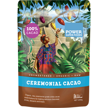 Power Super Foods Cacao Paste Buttons ceremonial grade certified organic cacao