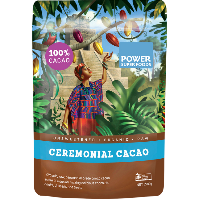 Power Super Foods Cacao Paste Buttons ceremonial grade certified organic cacao