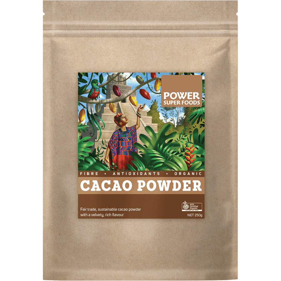 Power Super Foods Cacao Powder certified organic raw cacao powder