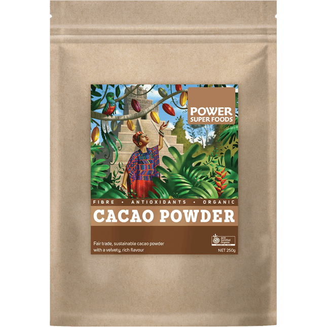 Power Super Foods Cacao Powder certified organic raw cacao powder