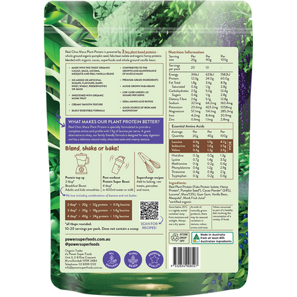 Power Super Foods Real Plant Protein Choc Maca cacao maca protein powder