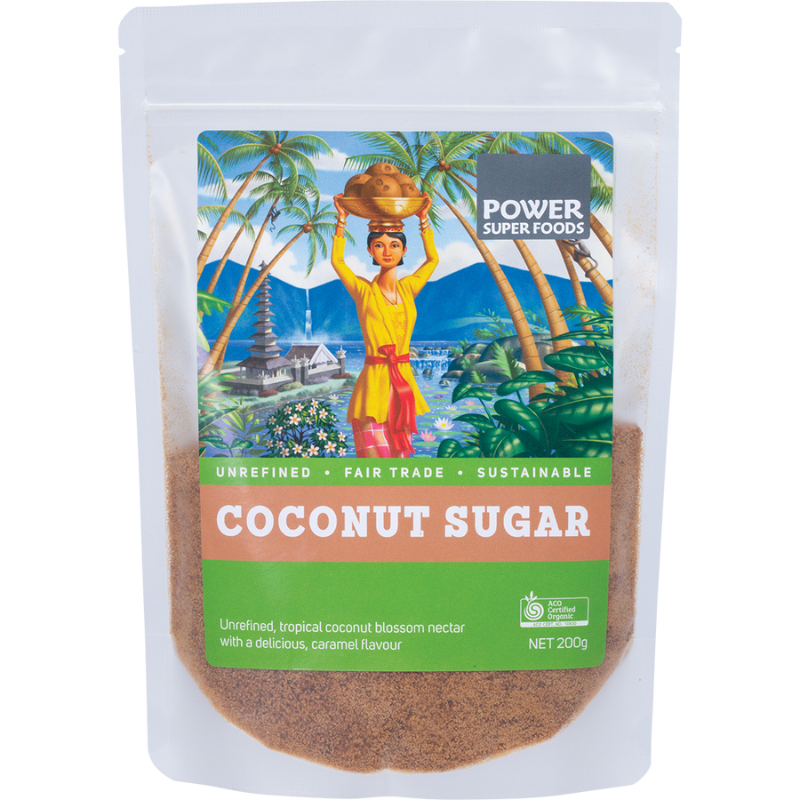 Power Super Foods Coconut Sugar certified organic natural sweetener
