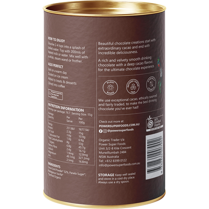 Power Super Foods Dark Drinking Chocolate smooth hot chocolate powder