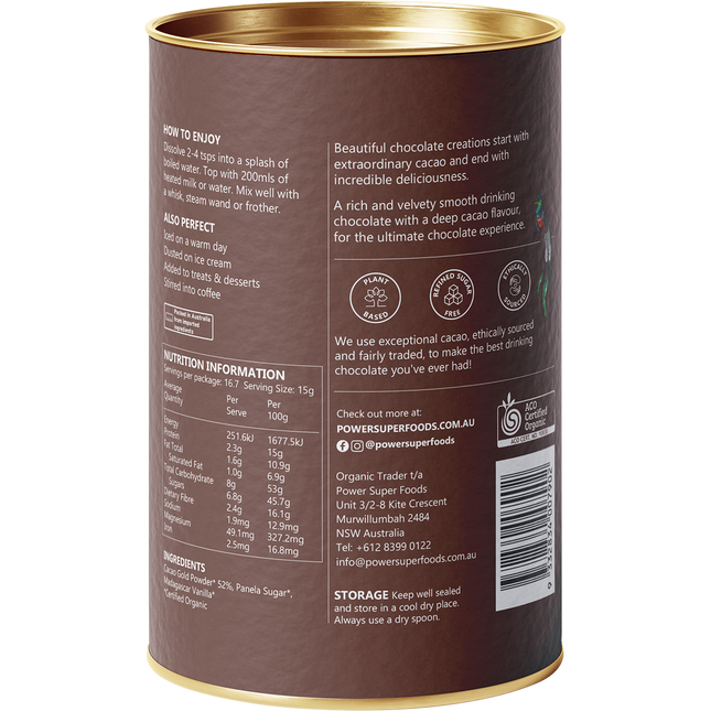 Power Super Foods Dark Drinking Chocolate smooth hot chocolate powder