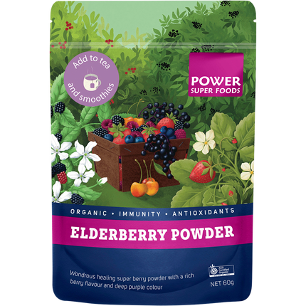 Power Super Foods Elderberry Powder certified organic antioxidant rich powder