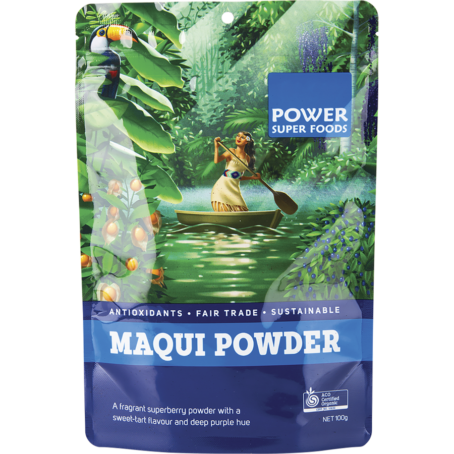 Power Super Foods Maqui Powder certified organic antioxidant rich berry powder