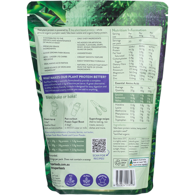 Power Super Foods Real Plant Protein Natural clean plant protein powder