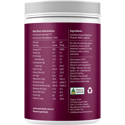 Power Super Foods Beetroot Powder organic nutrient rich beetroot powder
