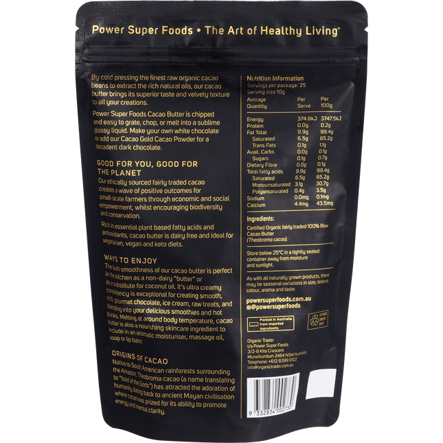 Power Super Foods Cacao Gold Butter Chunks organic raw cacao butter pieces