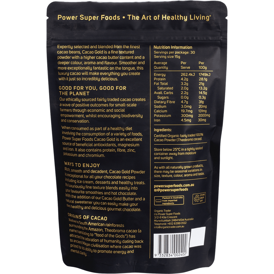 Power Super Foods Cacao Gold Powder organic antioxidant rich cacao powder