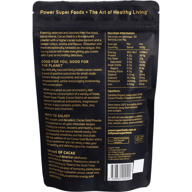 Power Super Foods Cacao Gold Powder organic antioxidant rich cacao powder