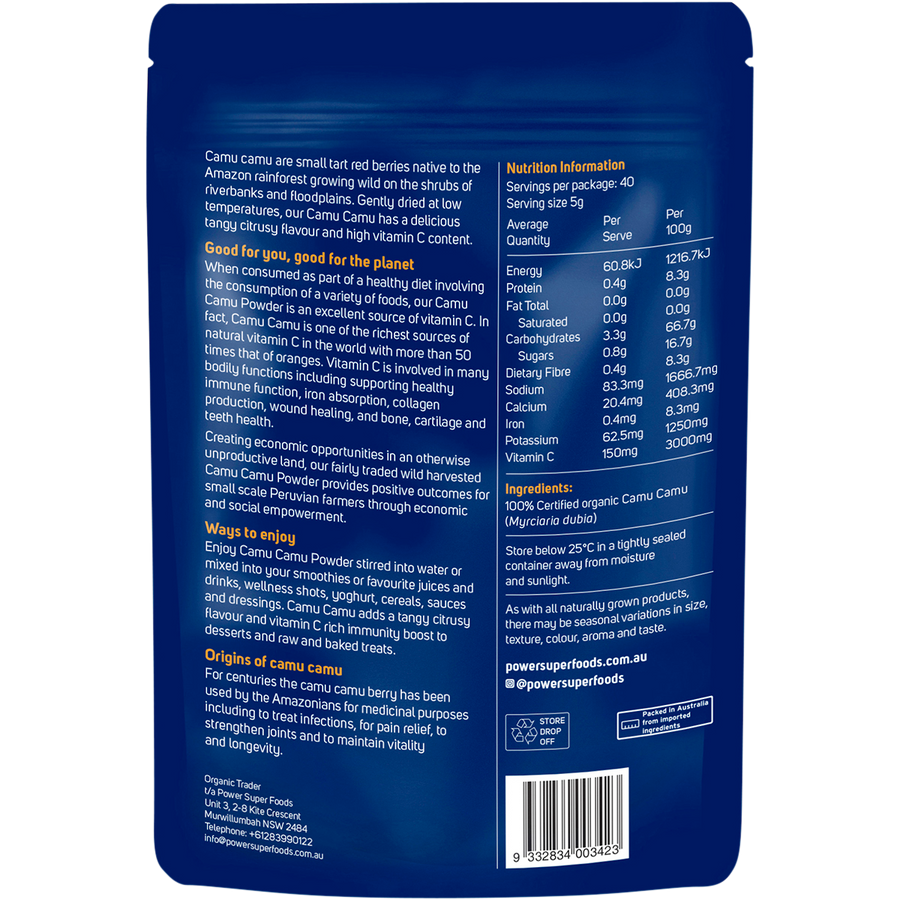 Power Super Foods Camu Camu Powder organic nutrient rich superfood powder