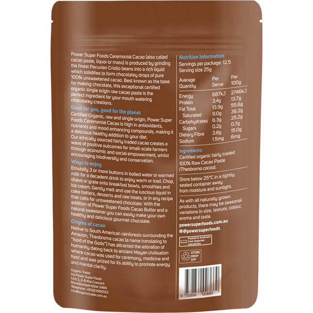 Power Super Foods Cacao Paste Buttons ceremonial grade organic cacao buttons