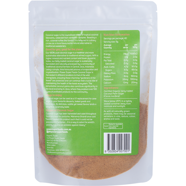 Power Super Foods Coconut Sugar organic unrefined healthy sweetener