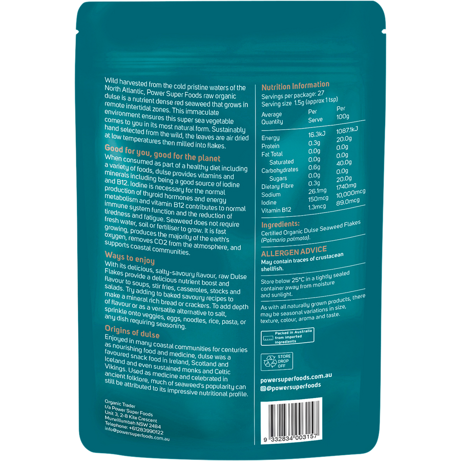Power Super Foods Dulse Flakes organic mineral rich seaweed flakes