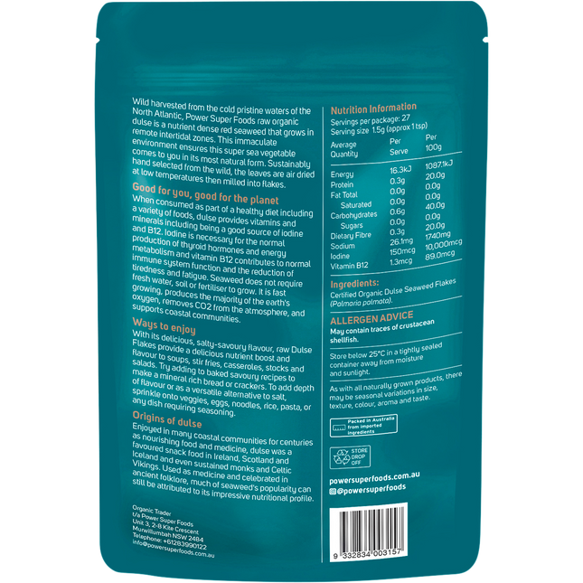 Power Super Foods Dulse Flakes organic mineral rich seaweed flakes