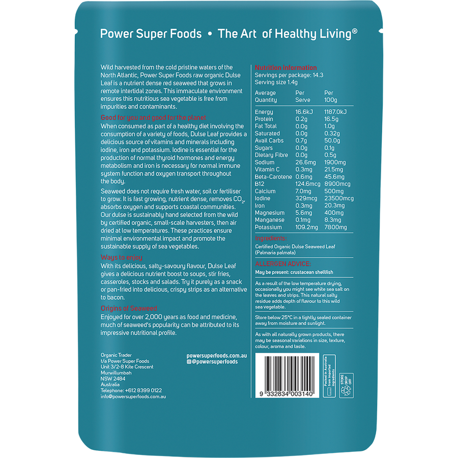 Power Super Foods Dulse Leaf organic mineral rich seaweed leaves