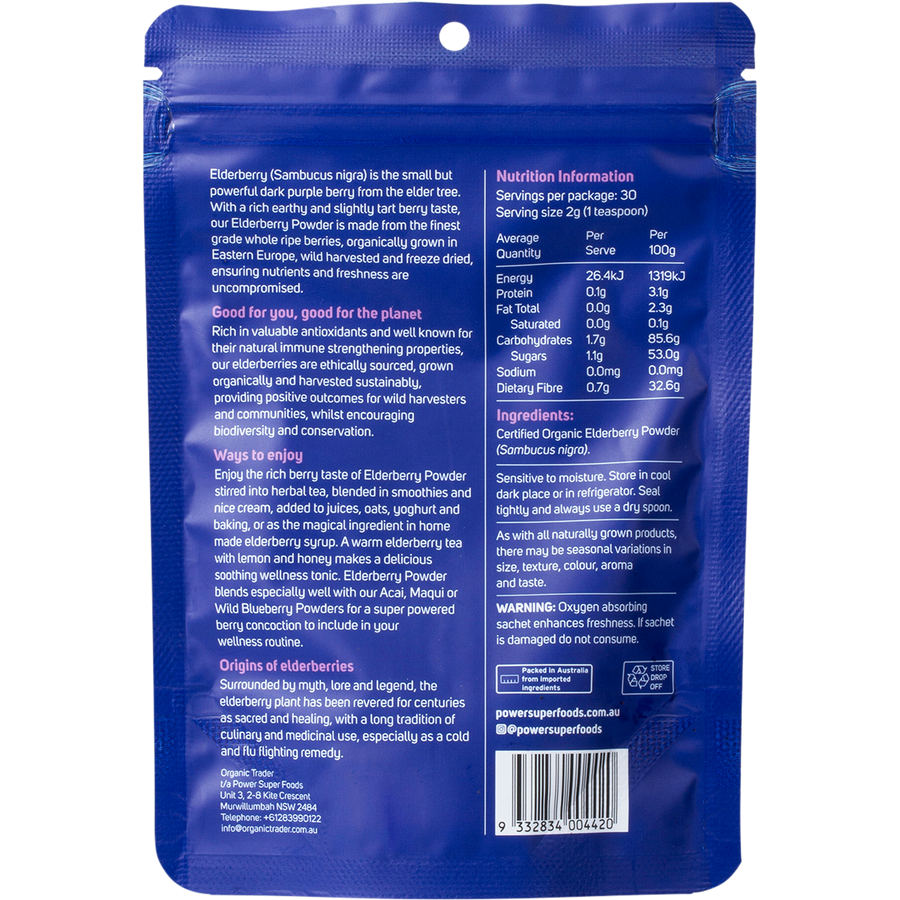 Power Super Foods Elderberry Powder organic immunity supporting superfood powder