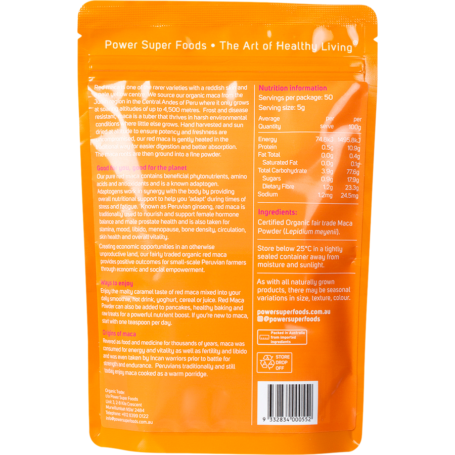 Power Super Foods Red Maca Powder organic energy boosting superfood powder