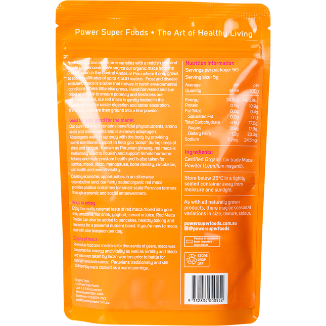 Power Super Foods Red Maca Powder organic energy boosting superfood powder