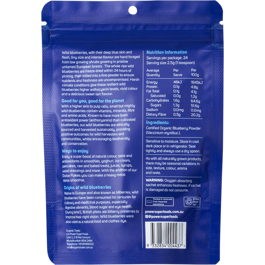 Power Super Foods Wild Blueberry Powder organic antioxidant rich powder