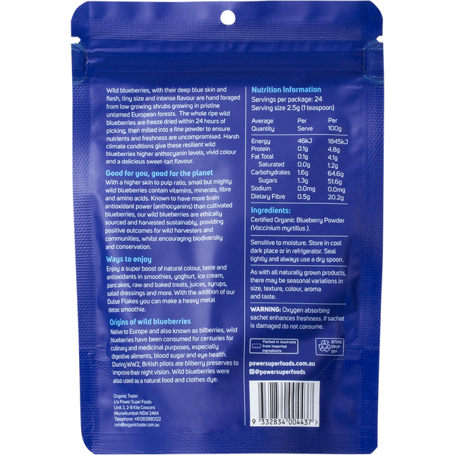 Power Super Foods Wild Blueberry Powder organic antioxidant rich powder