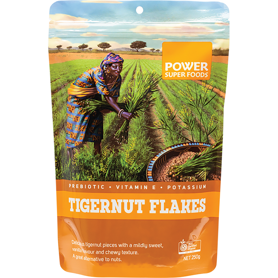 Power Super Foods Tigernut Flakes Certified Organic healthy superfood snack